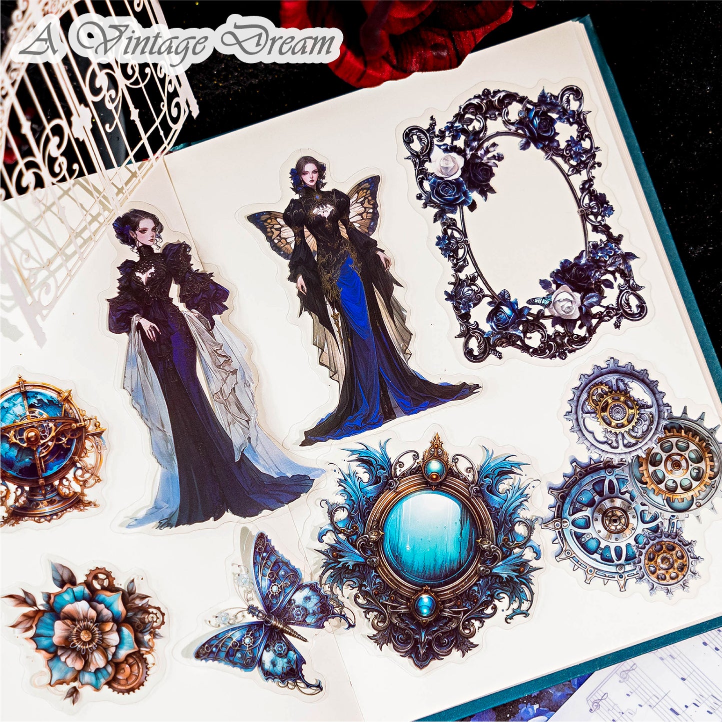 "Elegant Lady" Mini Journal Supplies Pack 15pcs in with Stickers and Deco papers