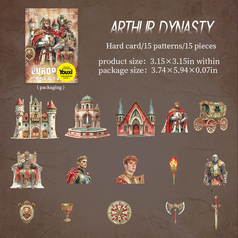 "European Imperial History" 15pcs Large Sized Decorative Stickers