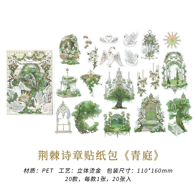 "Thorny Poems" 20pcs Golden Lined Stickers for Scrapbooking Art