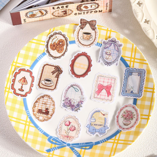 Lace Chiffon Sticker Books Cute Stickers Pre-cut
