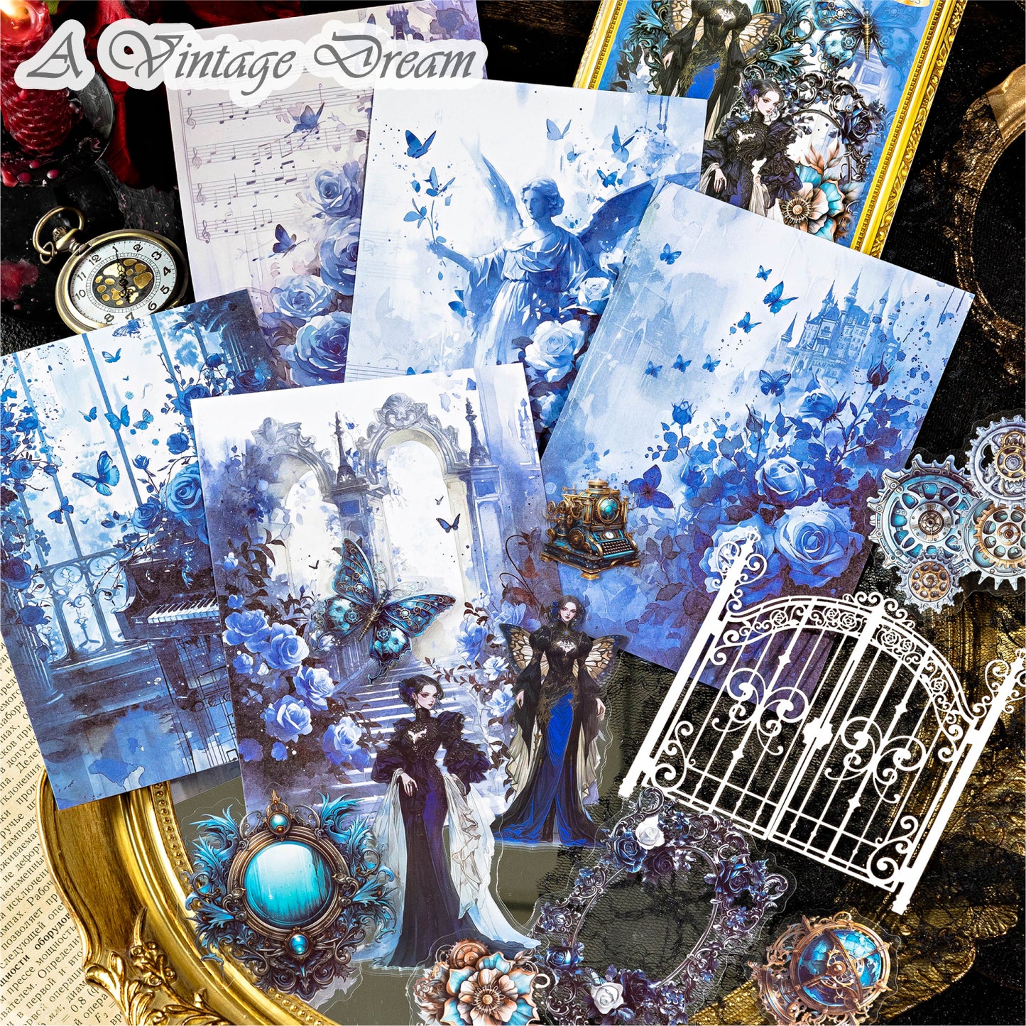 "Elegant Lady" Mini Journal Supplies Pack 15pcs in with Stickers and Deco papers