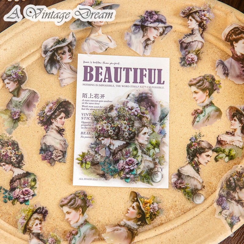 "Walking from the Painting" 30pcs PET Vintage Ladies Stickers