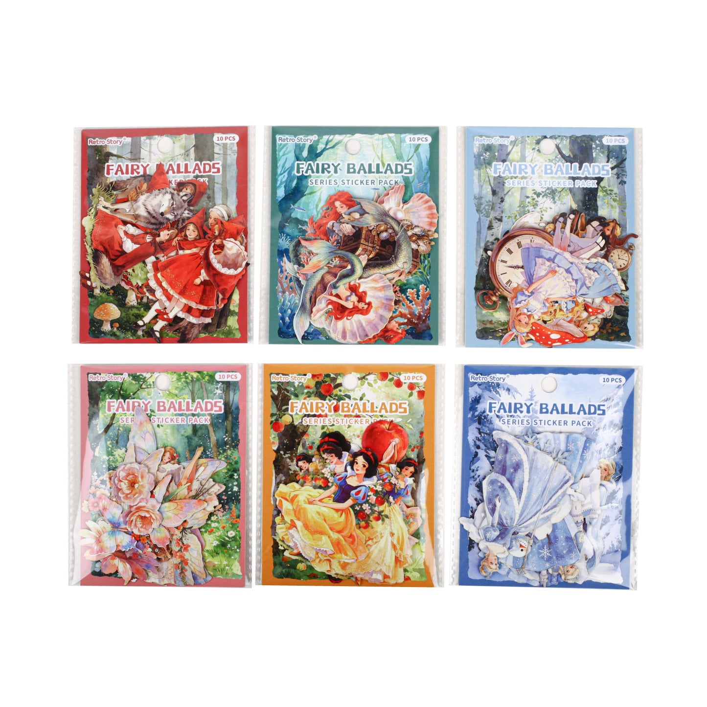 Fairy Ballads 10pcs Thin Cardboard Stickers Princess Stickers for Scrapbooking