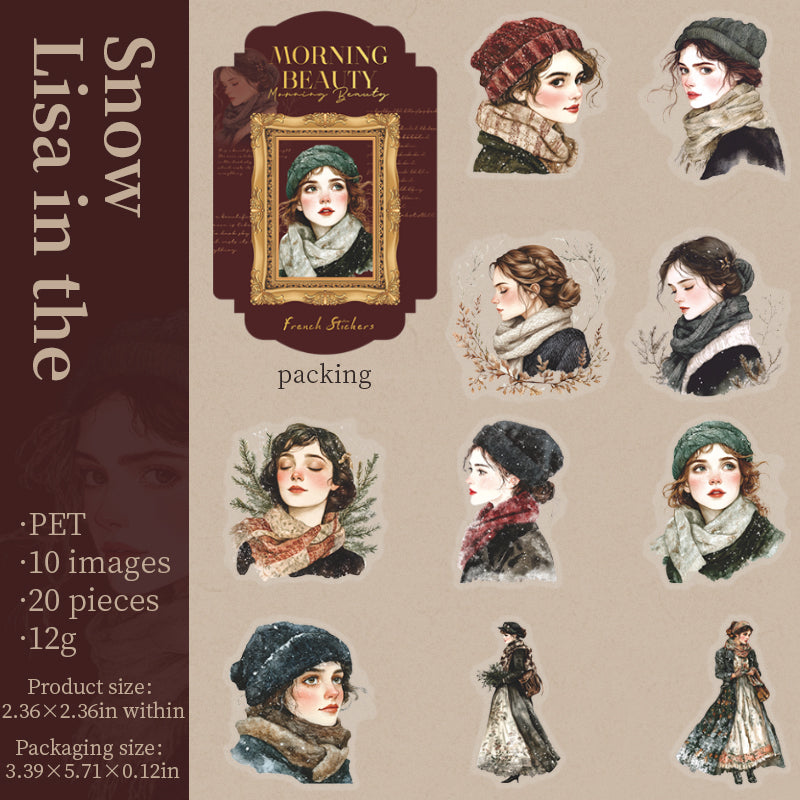 "Morning Beauty" 20pcs PET Stickers Vintage Elegant Lady Stickers