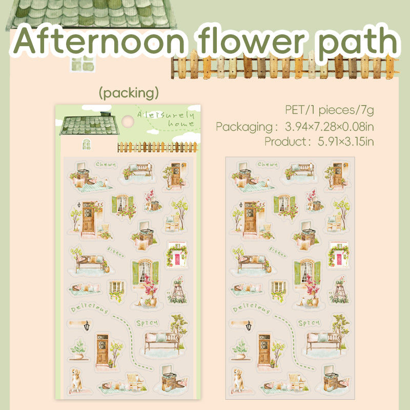 “A Leisure Home” Cute Miniature Stickers Pre-cute 2 Sheets in