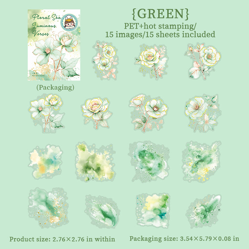 Floral Shades PET Stickers 15 Sheets in