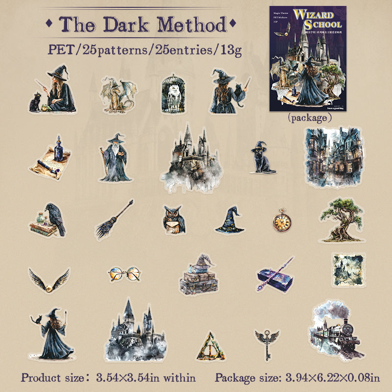 "Wizard School" 25pcs HP Vibe PET Stickers