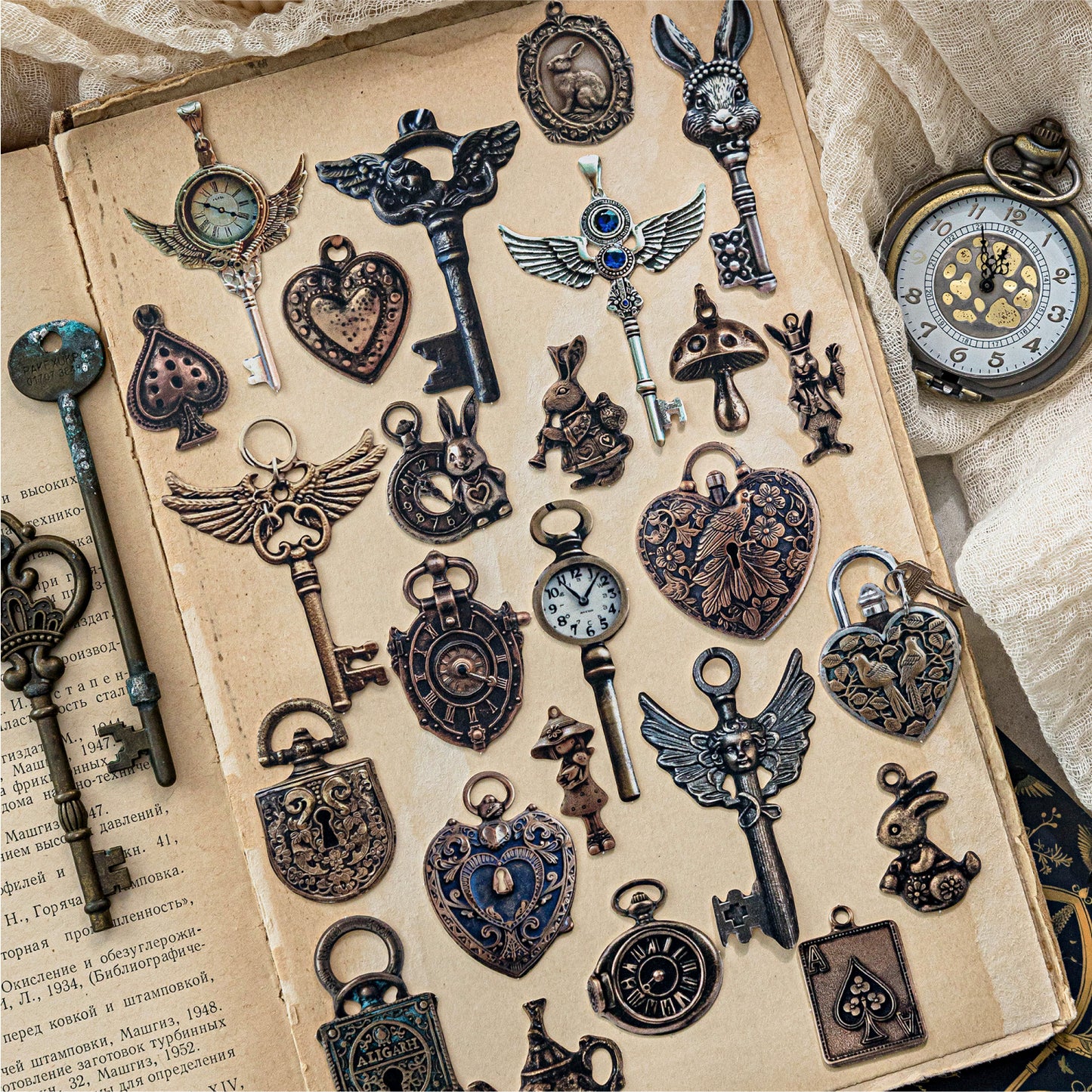 "Mysterious Password Key" 25pcs Retro Decorative Stickers Flat Stickers