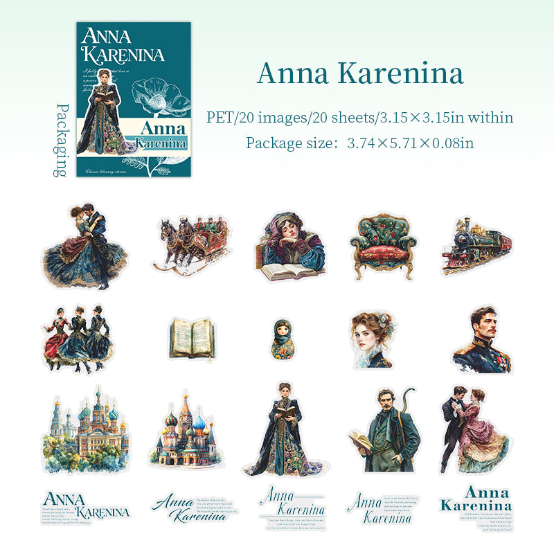 "Literary Story" 20pcs PET Stickers Decorative Stickers
