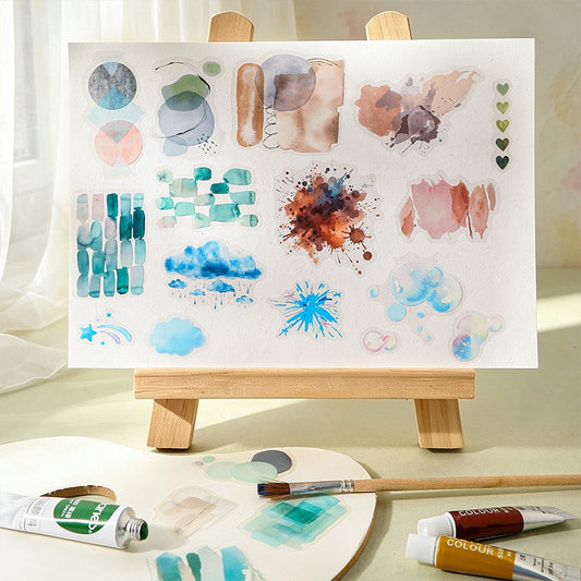Watercolor Sticker Books 20 Sheets in Pre-cut PET Stickers