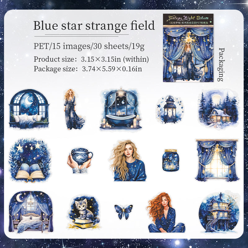 "Fantasy Night Dream" 30pcs PET Stickers