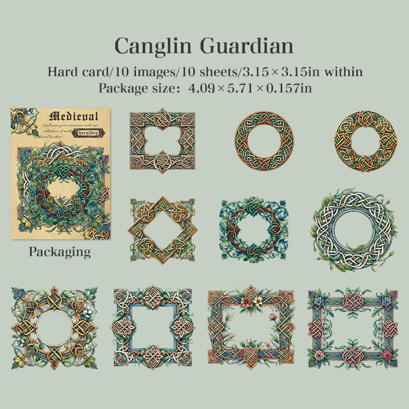 "Medieval Heraldry" 10pcs Card Board Stickers for Journaling Decoration