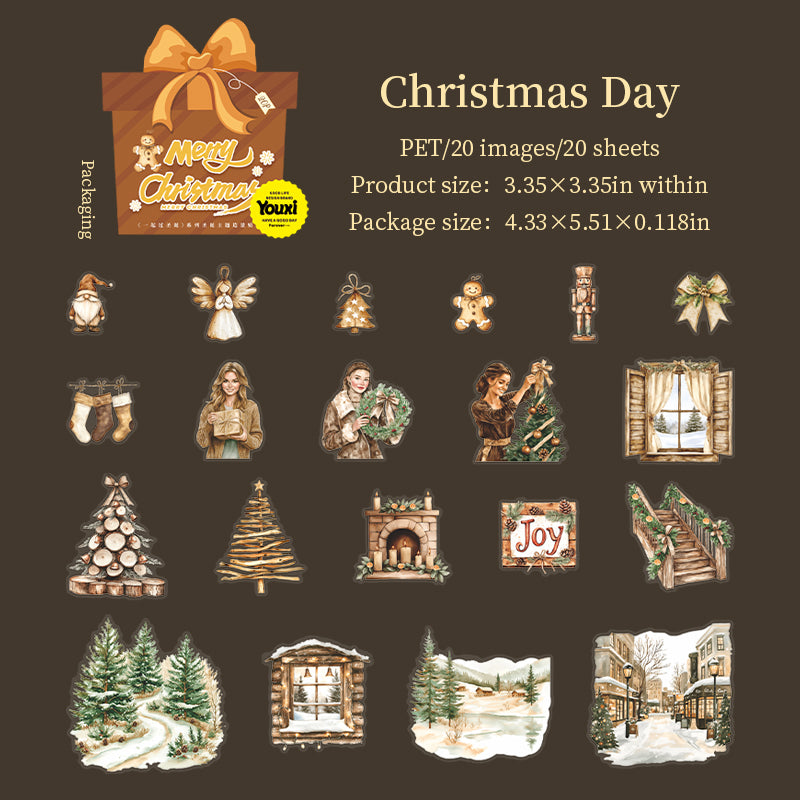 Cozy Christmas PET Stickers 20pcs in