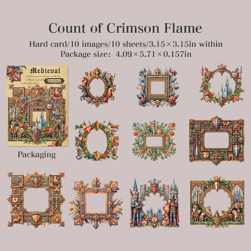 "Medieval Heraldry" 10pcs Card Board Stickers for Journaling Decoration