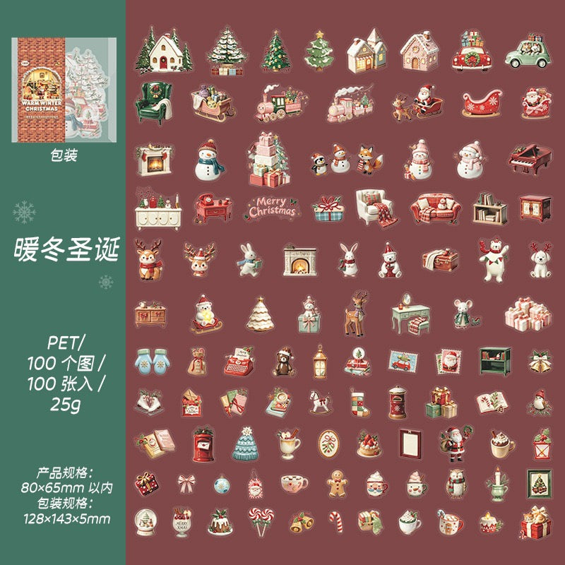 Ceramic like Christmas Stickers 100pcs in PET Stickers