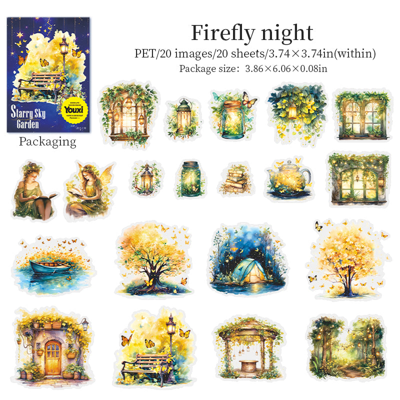 "Starry Sky Garden" 20pcs Stickers Bright Colour Stickers