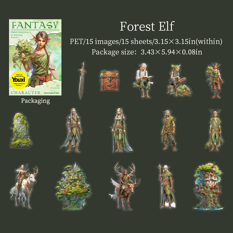 Fantasy Sticker 15pcs Magical Fantasy PET Stickers