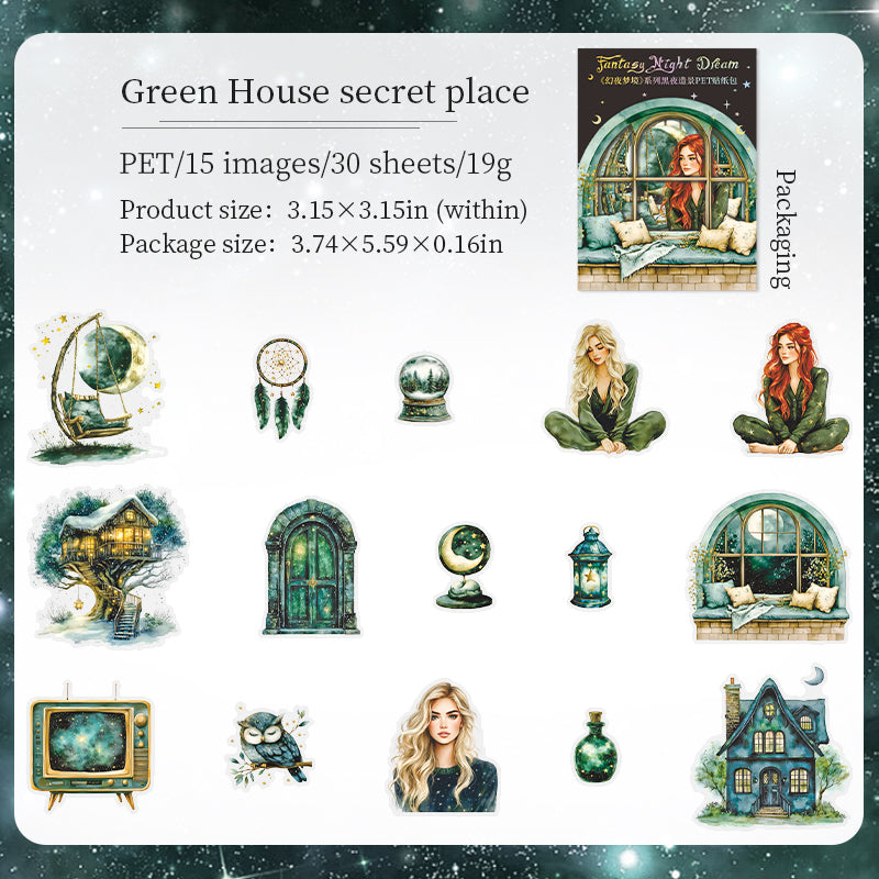 "Fantasy Night Dream" 30pcs PET Stickers