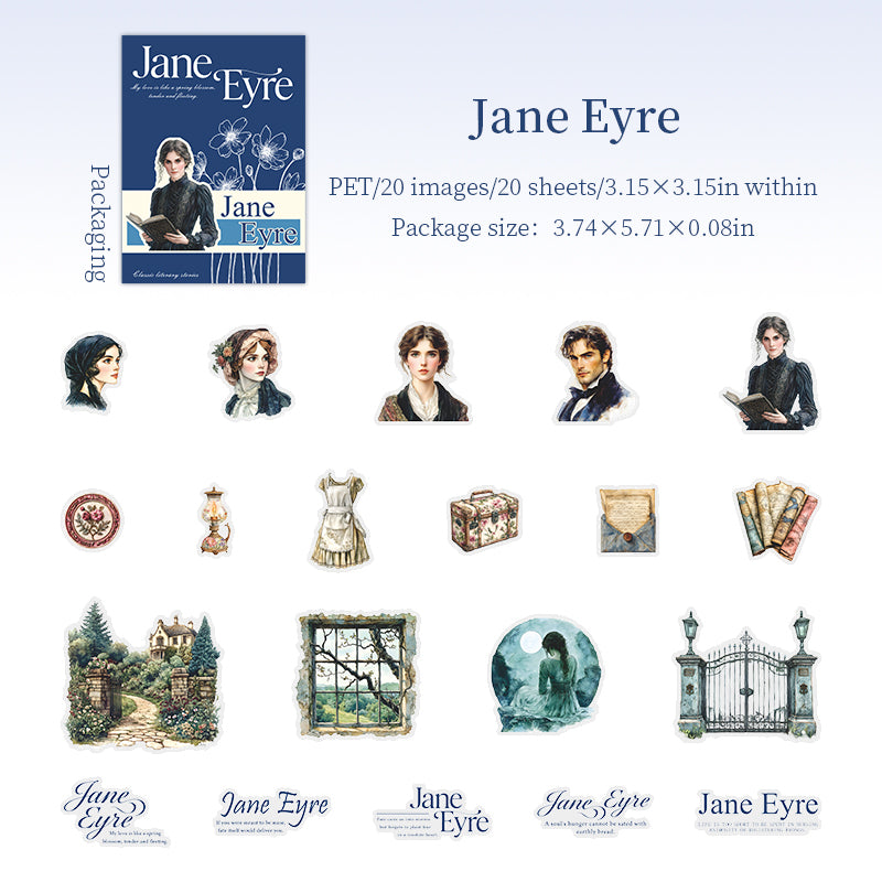 "Literary Story" 20pcs PET Stickers Decorative Stickers