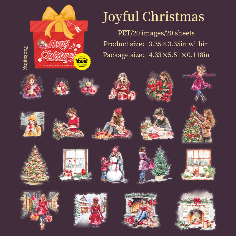 Cozy Christmas PET Stickers 20pcs in