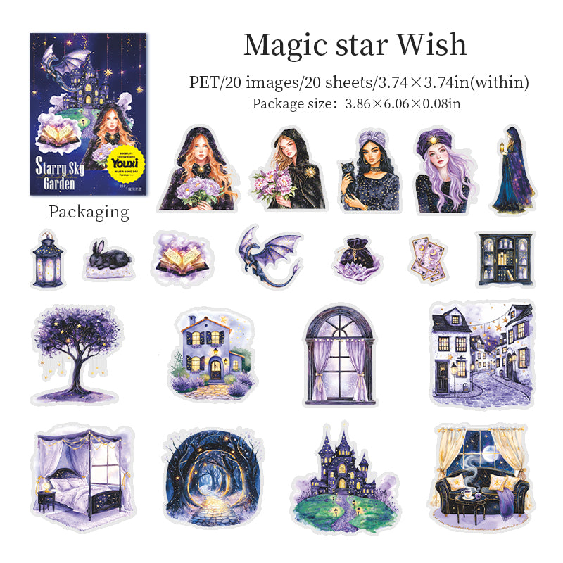 "Starry Sky Garden" 20pcs Stickers Bright Colour Stickers