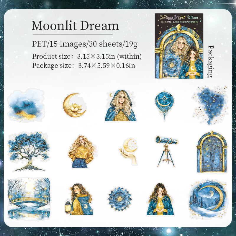 "Fantasy Night Dream" 30pcs PET Stickers