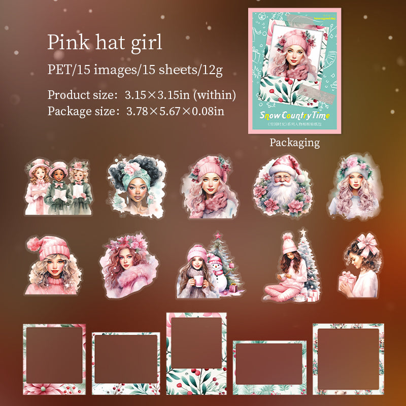 "Snow Country Time" Stickers 15pcs PET Stickers