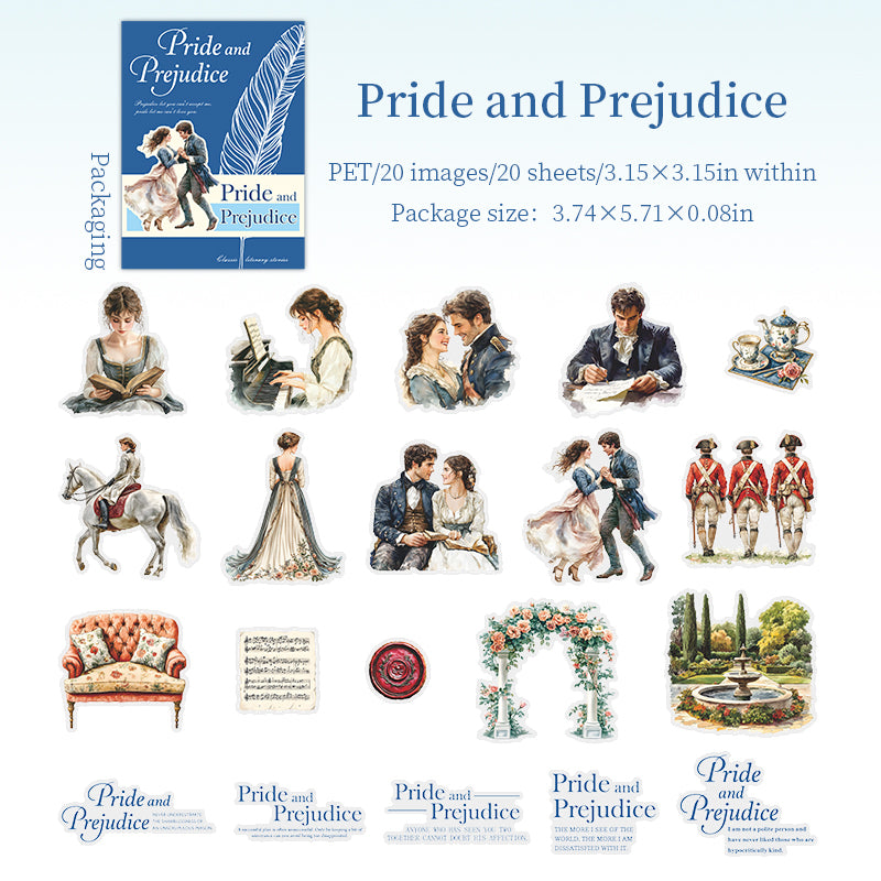 "Literary Story" 20pcs PET Stickers Decorative Stickers