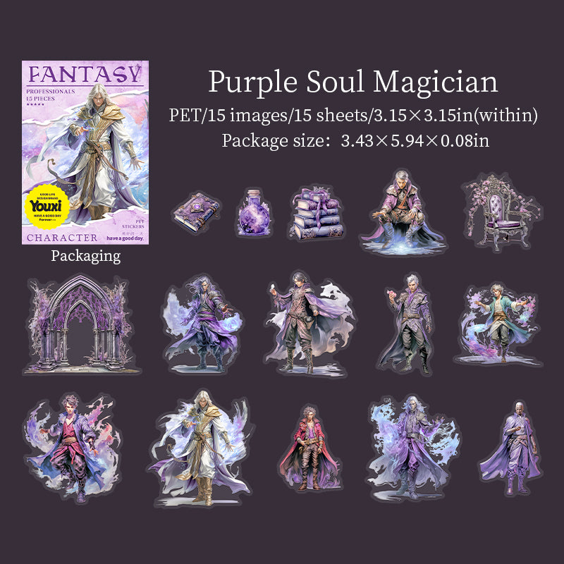 Fantasy Sticker 15pcs Magical Fantasy PET Stickers