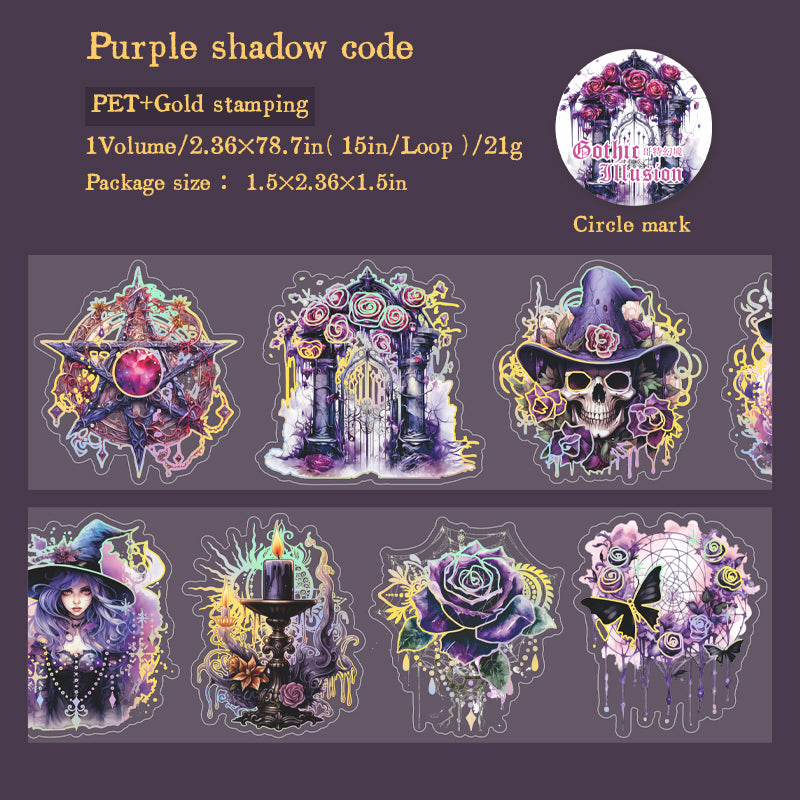 "Gothic Illusion" PET Tape Pre-cut Sticker Roll