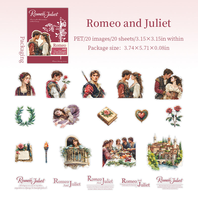 "Literary Story" 20pcs PET Stickers Decorative Stickers