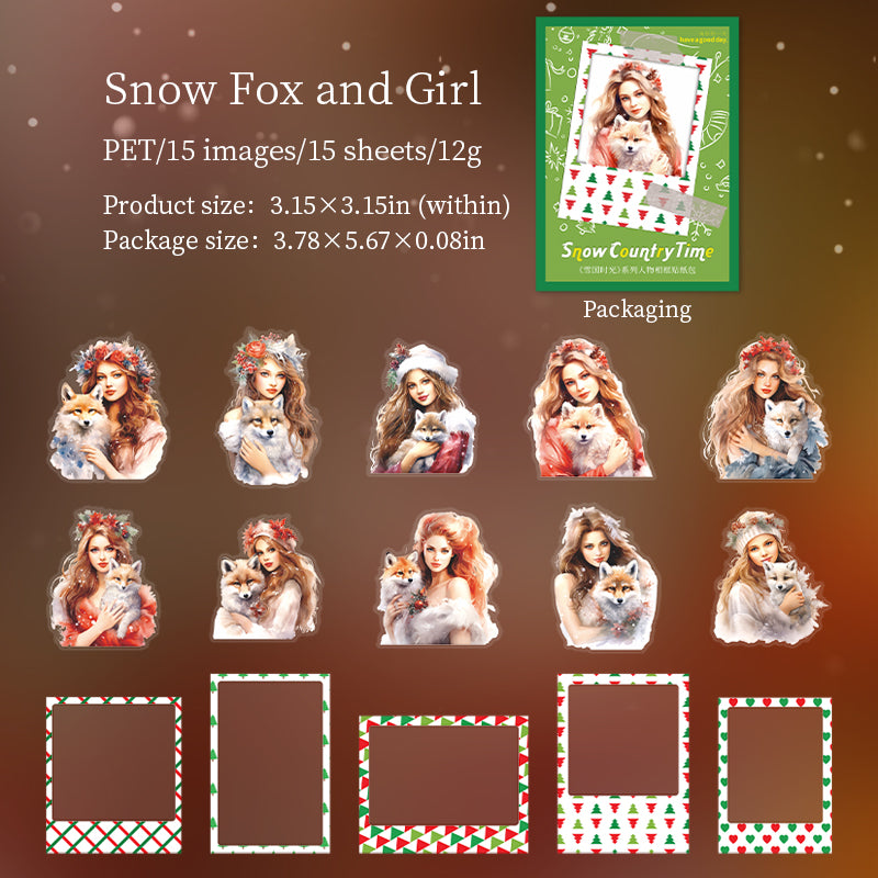 "Snow Country Time" Stickers 15pcs PET Stickers