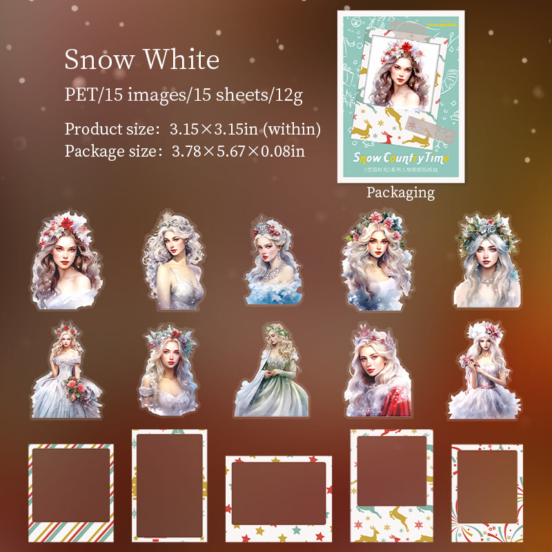 "Snow Country Time" Stickers 15pcs PET Stickers