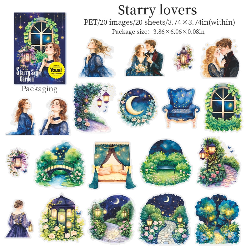 "Starry Sky Garden" 20pcs Stickers Bright Colour Stickers