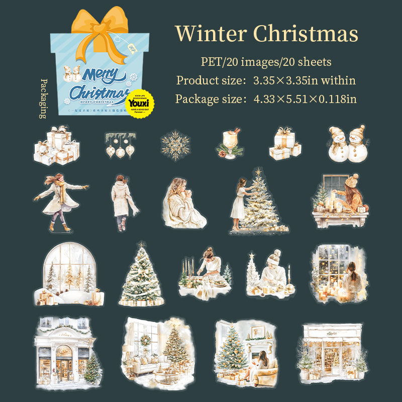 Cozy Christmas PET Stickers 20pcs in