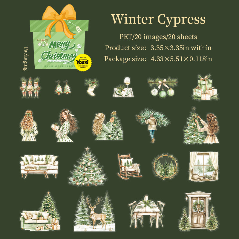 Cozy Christmas PET Stickers 20pcs in