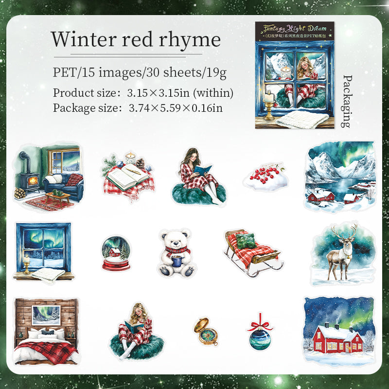 "Fantasy Night Dream" 30pcs PET Stickers