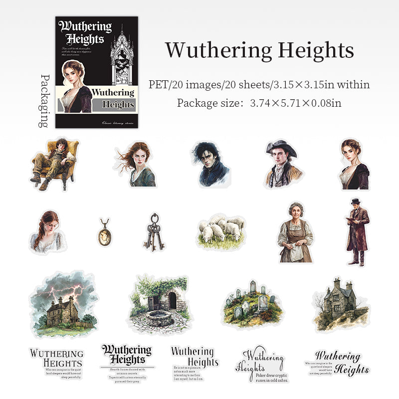"Literary Story" 20pcs PET Stickers Decorative Stickers