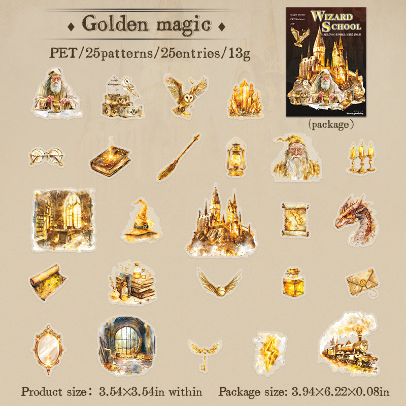 "Wizard School" 25pcs HP Vibe PET Stickers