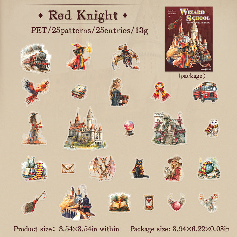 "Wizard School" 25pcs HP Vibe PET Stickers