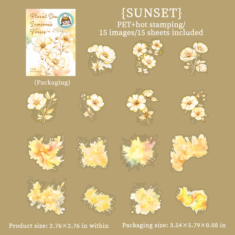 Floral Shades PET Stickers 15 Sheets in