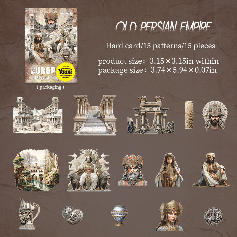 "European Imperial History" 15pcs Large Sized Decorative Stickers