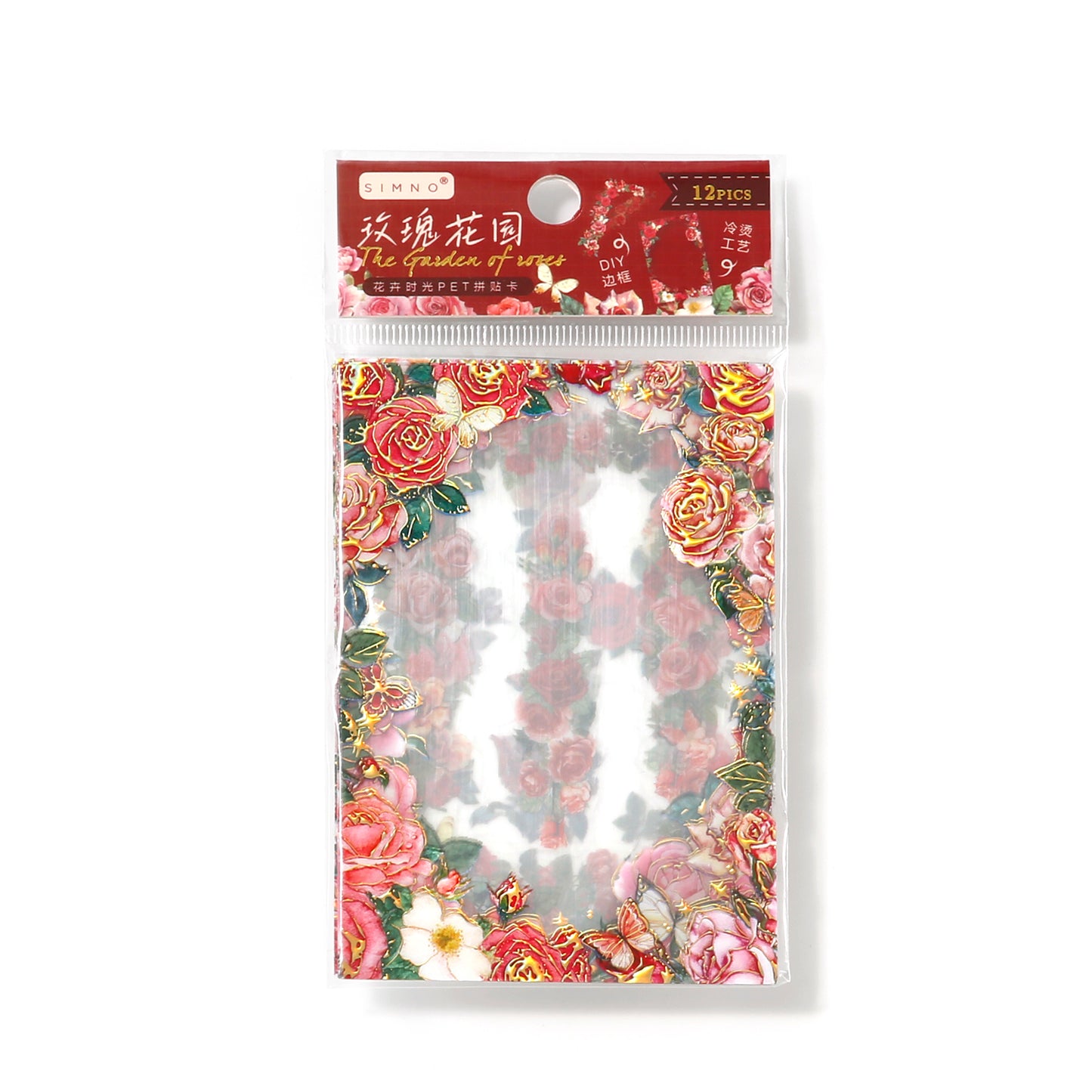 "The Age of Flowers" 12pcs Pre-cut Shimmery Flower Frame Stickers