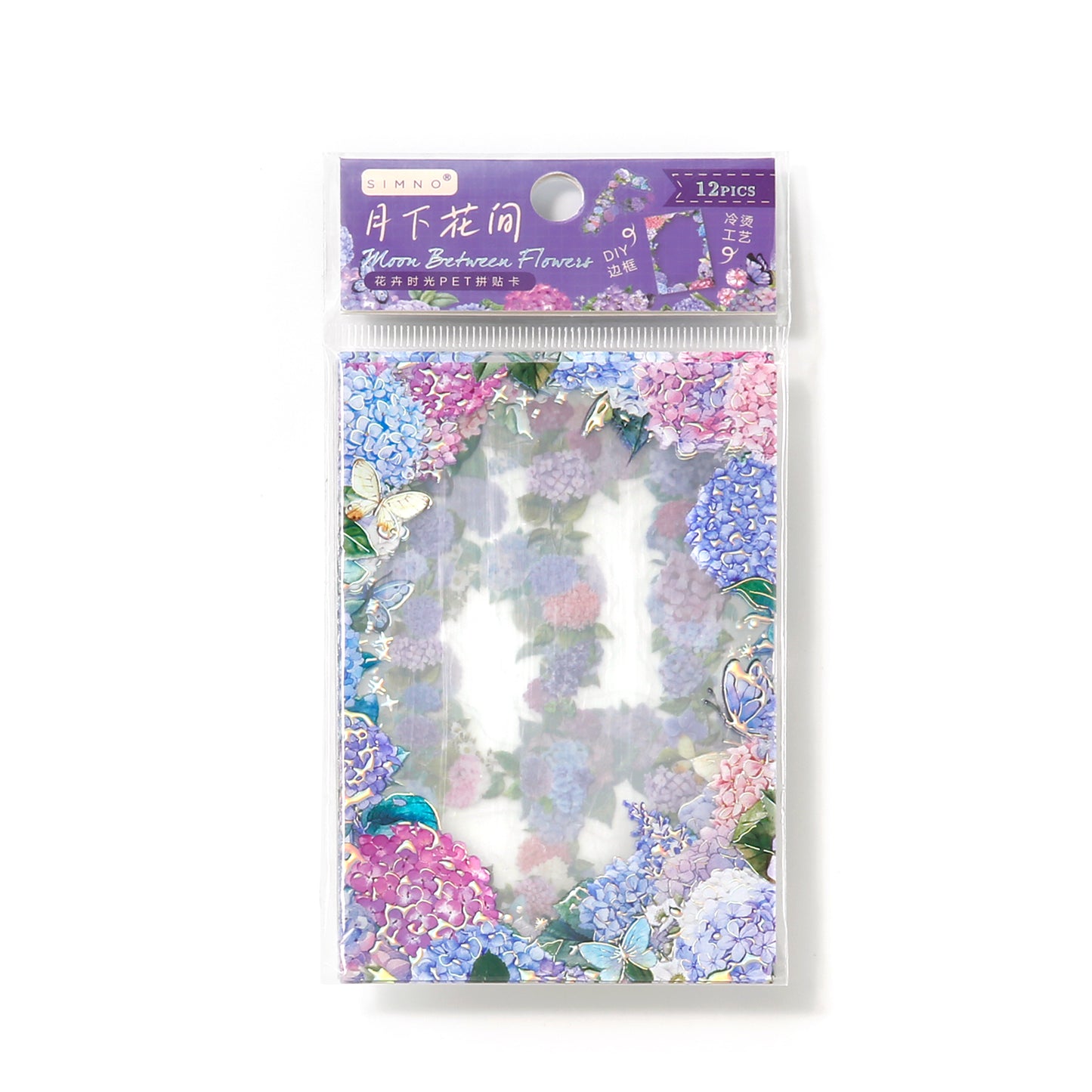 "The Age of Flowers" 12pcs Pre-cut Shimmery Flower Frame Stickers