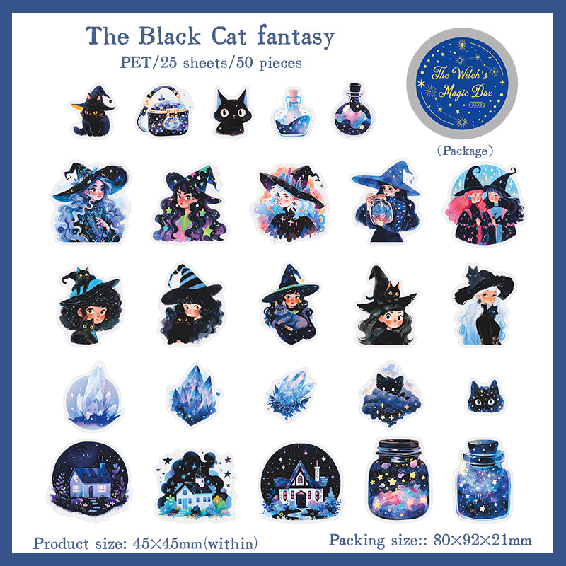 "The Witch's Magic Box" 50pcs PET Stickers in Aluminum Box