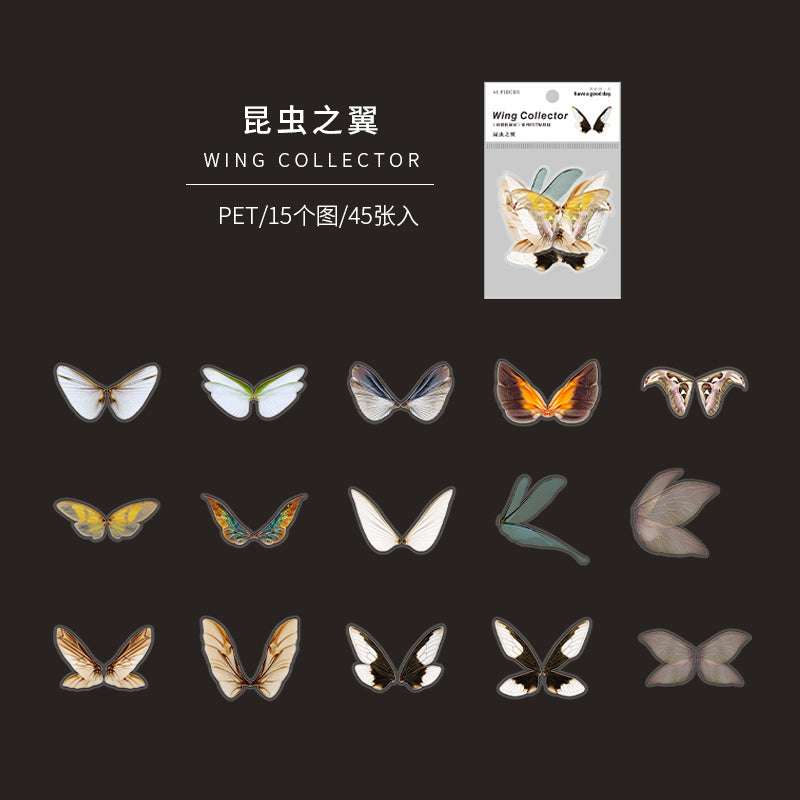 "Wings Collector" 45pcs PET Wings Stickers