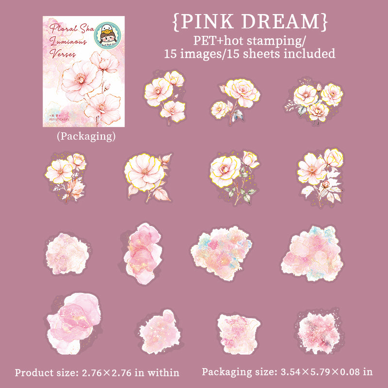 Floral Shades PET Stickers 15 Sheets in