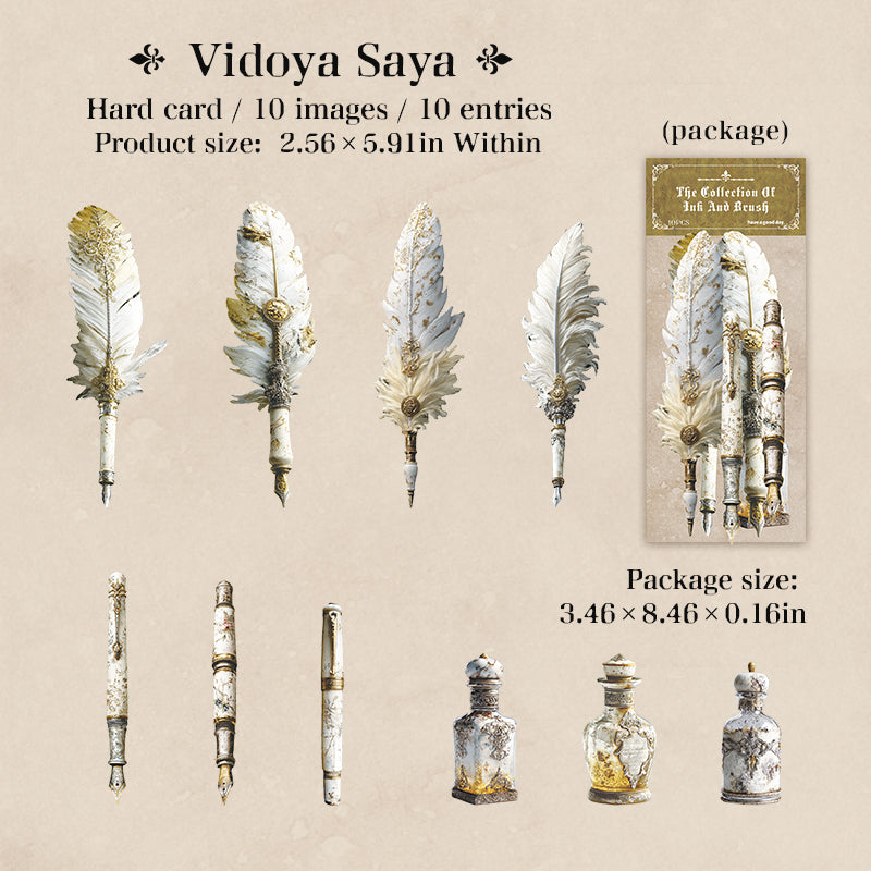 "Pen and Ink Collector" 10pcs Large Sized Card Stickers