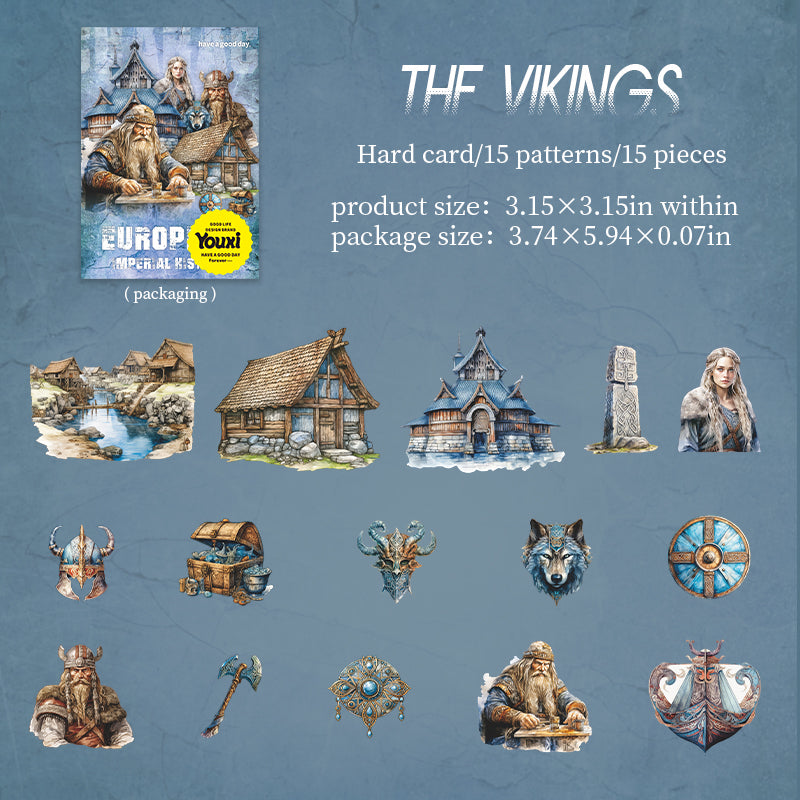 "European Imperial History" 15pcs Large Sized Decorative Stickers