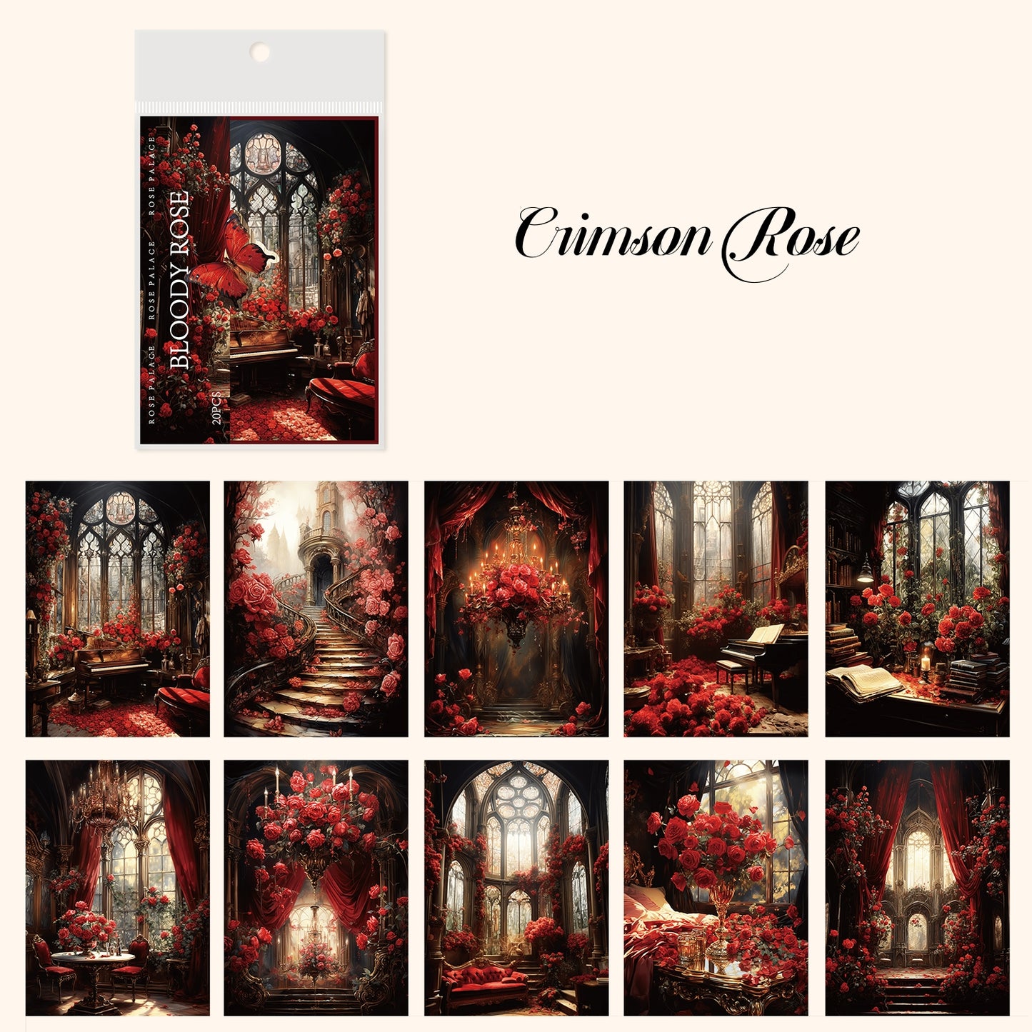 "Rose Palace" 20pcs Fantasy Retro Deco Papers for Journal Background